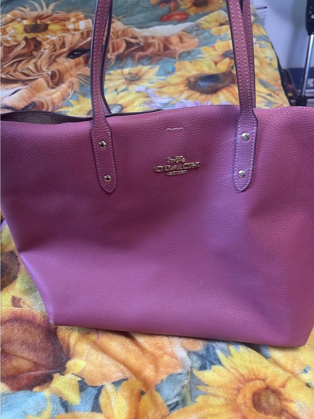 COACH Pink Leather Tote Bag